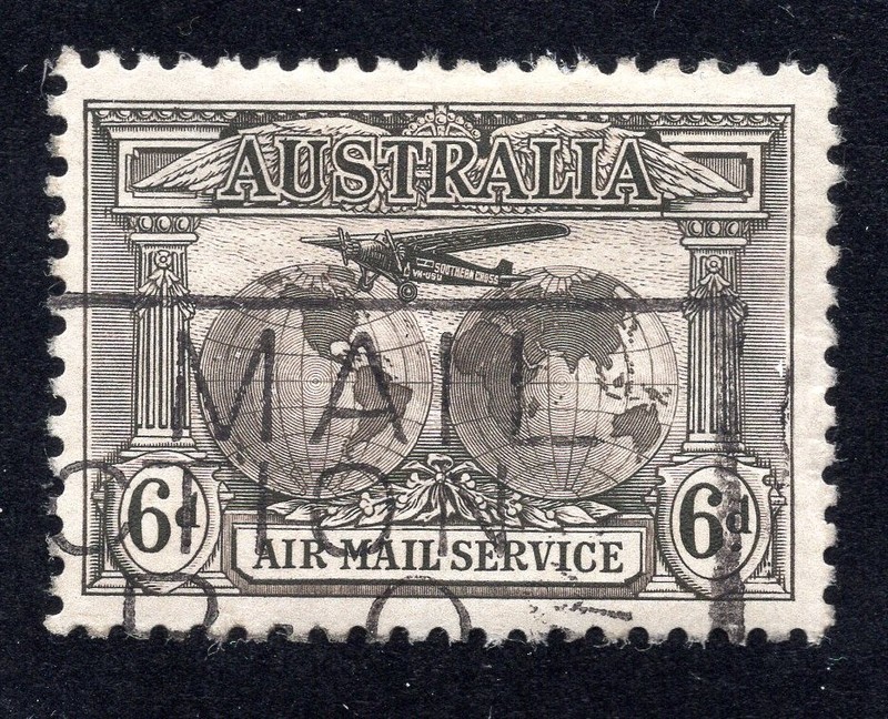 Australia 1931 6p olive brown Airmail, Scott C3 used, value = $14.00