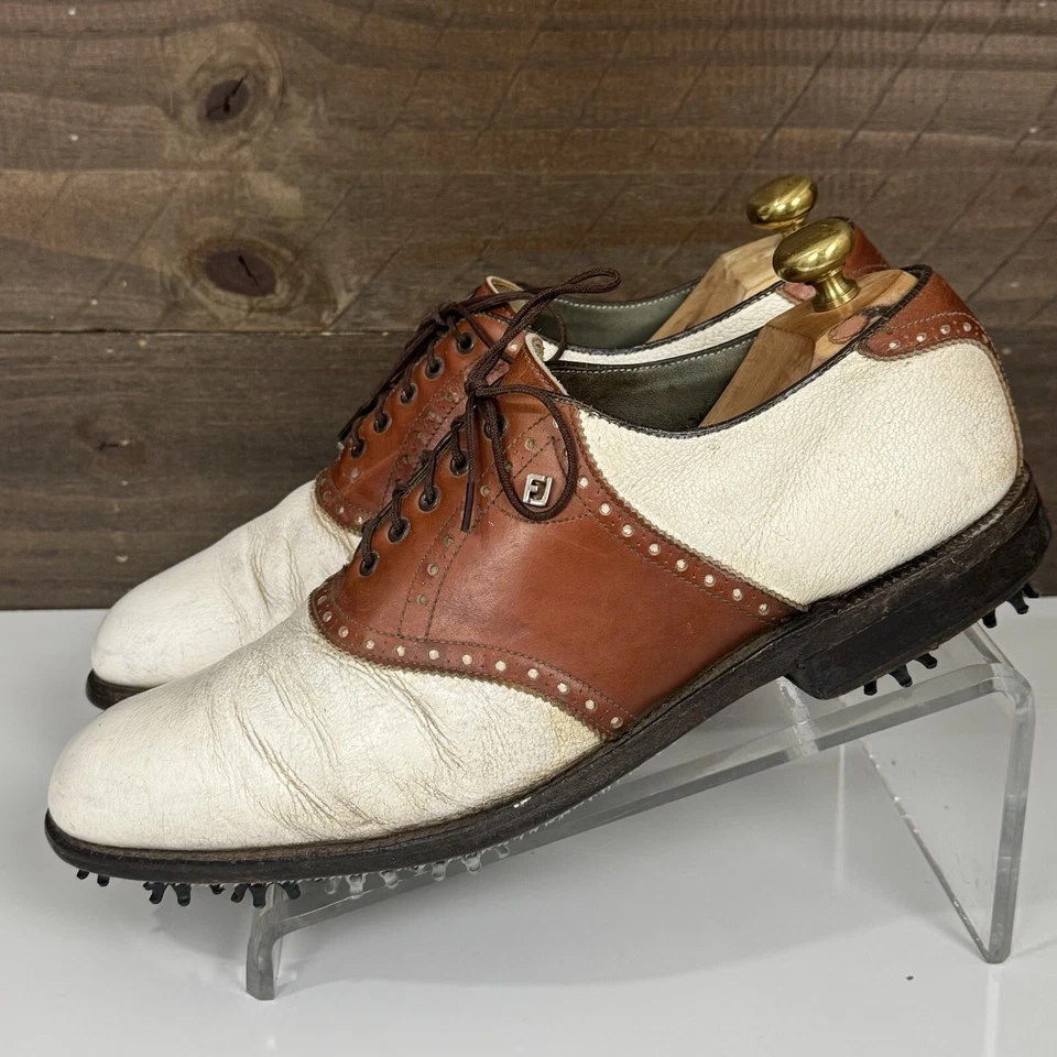 Zapatos de golf Footjoy Classics de colección blanco seco/marrón para hombre 11,5 D Foto 3 de 4