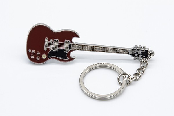 Angus Young (AC/DC) Replica Guitar Metal Keyring - Music Gift - Music Keyring