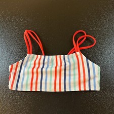 Art Class Striped Swim Top Red Blue White Girls Swimwear Beach Pool Small 6/6X 