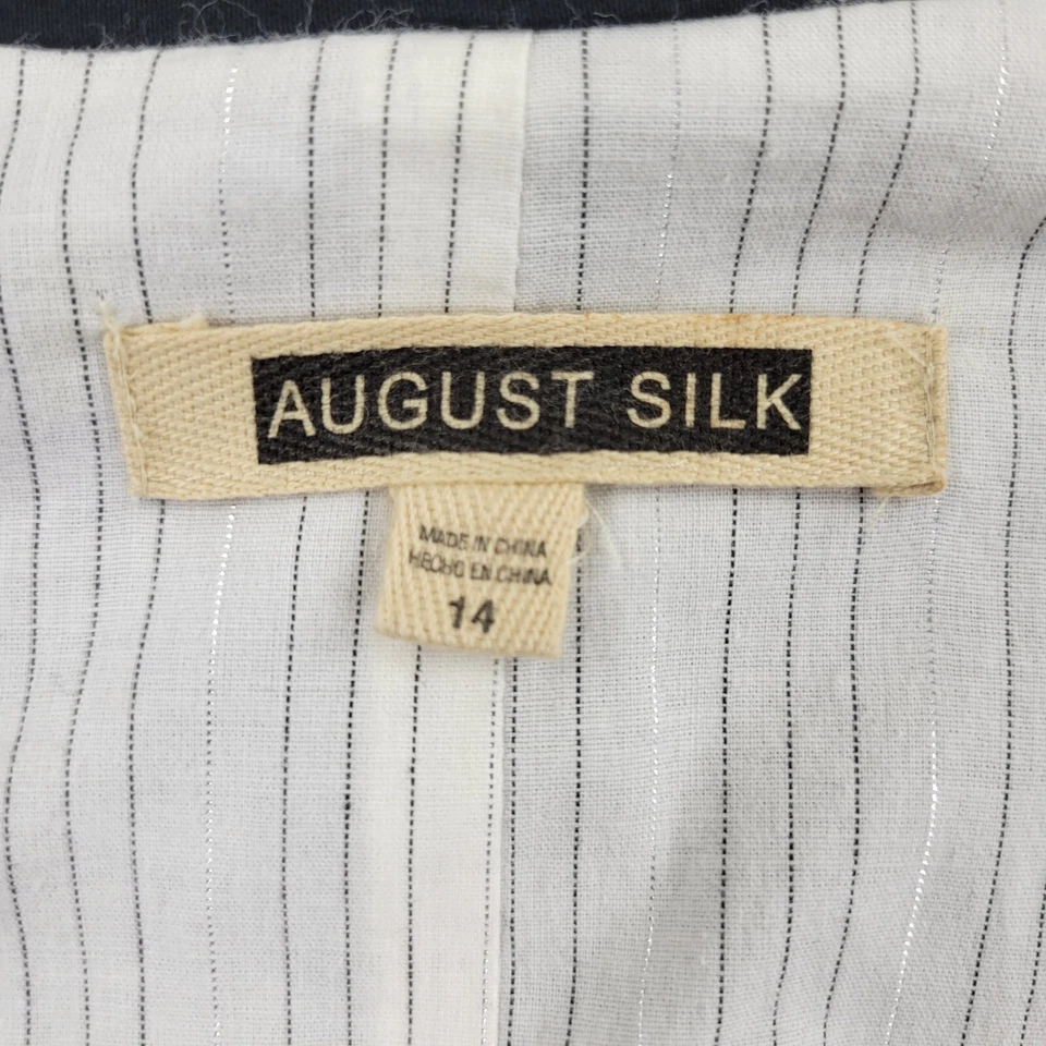 Blazer de seda August para mujer 14 negro con cinturón manga delantera abierta ventilación manga larga Foto 3 de 4