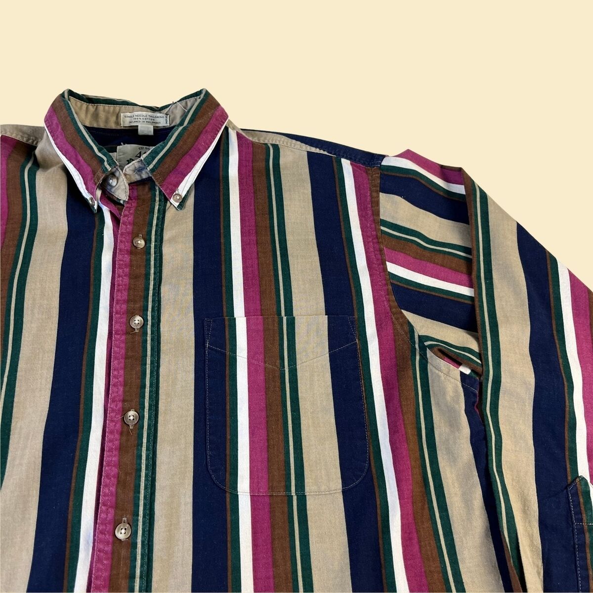 90s striped mens shirt by Van Heusen, size L vintage long 90s striped mens shirt by Van Heusen, size L vintage long