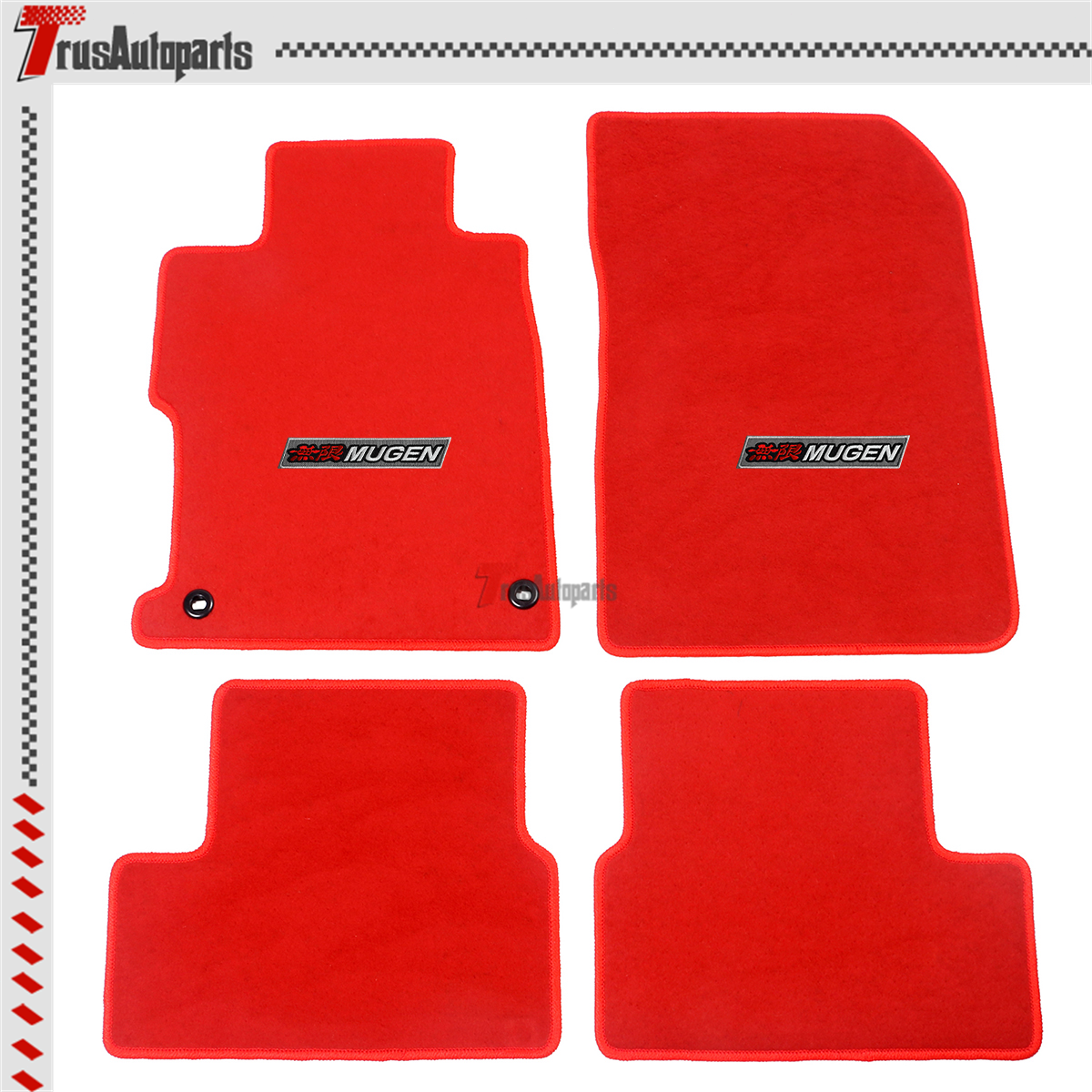 For 1215 Honda Civic Coupe Floor Mat Carpets Red Nylon 4PCS Set w