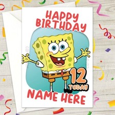 SPONGEBOB SQUAREPANTS Personalised Birthday Card - a5 personalized sponge bob
