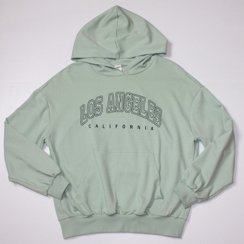 Shein Teen Girl's Letter Graphic Drop Shoulder Hoodie in Mint Green size 12-13