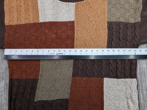 Vintage Croft & Barrow Cable Knit Patchwork Sweater Men’s XL Multicolor USA - Picture 12 of 13