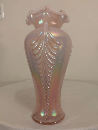 Fenton Glass Pink Iridescent Vase