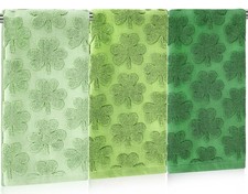 3Pcs St. Patrick's Day Hand Towel 3D Jacquard Cotton Towel Absorbent Green Shamr