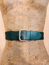 Vintage 80's Forest Green Elastic  Rubber Adjustable Belt Prep All Star S To XL