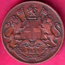 EAST INDIA COMPANY 1835 ONE QUARTER ANNA RARE COIN #K64