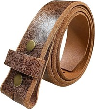 BS304 Genuine Full Grain Vintage Leather Belt Strap with Snaps on 1-1/2" 38mm...