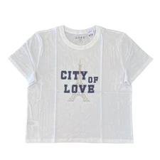 NWT LOFT White Paris City Of Love Relaxed Crew Tee - SIZE L