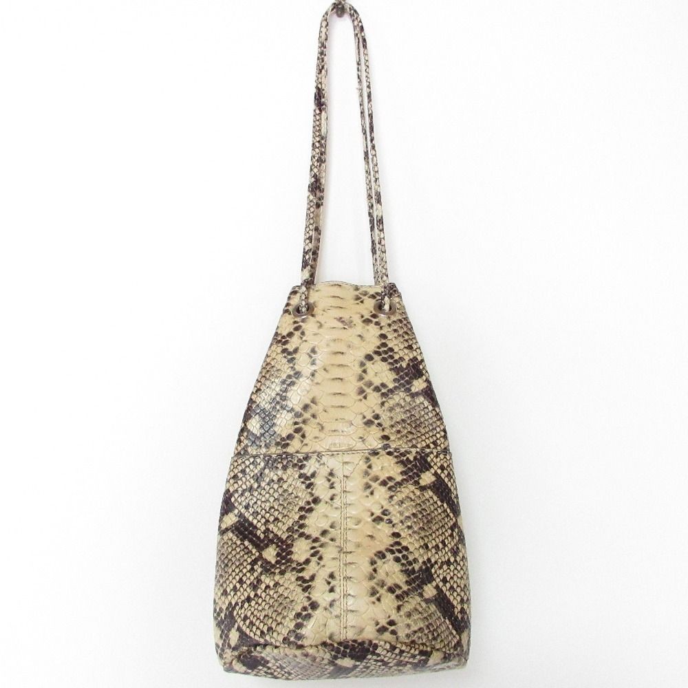 Marco Masi Python Pattern Drawstring Bag Beige La… - image 2