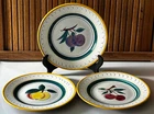 VTG Stangl Pottery "Fruit" Salad Plates 8 1/8” Set of 3 Plums, Cherries, & Apple