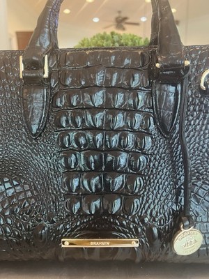 Brahmin Anywhere Convertible Black Croc Embossed crossbody shoulder bag