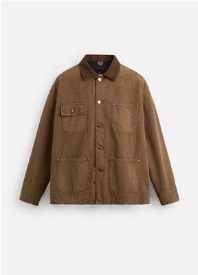 WASHED JACKET WITH CONTRASTING COLLAR TOBACCO ZARA Size M NEW With Tags Men