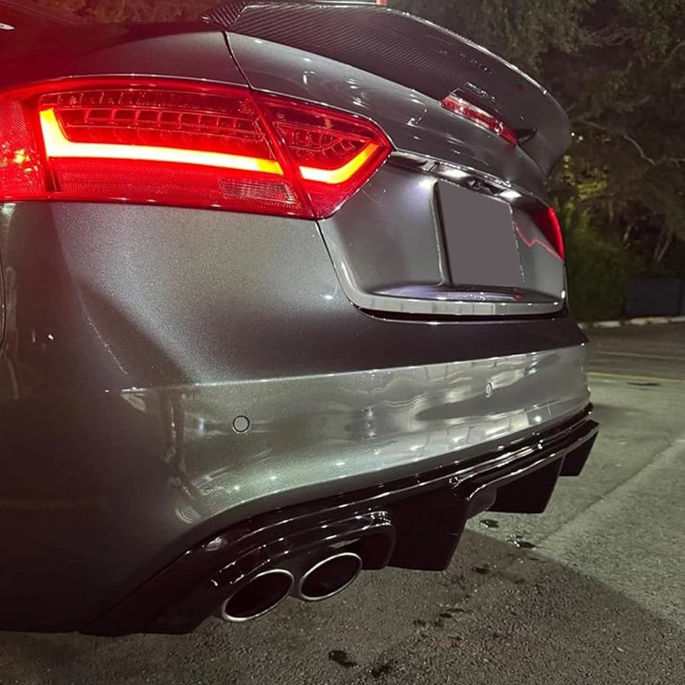 Difusor de parachoques trasero negro brillante aleta de tiburón para Audi A5 Sline S5 B8.5 2012-17 Foto 4 de 4
