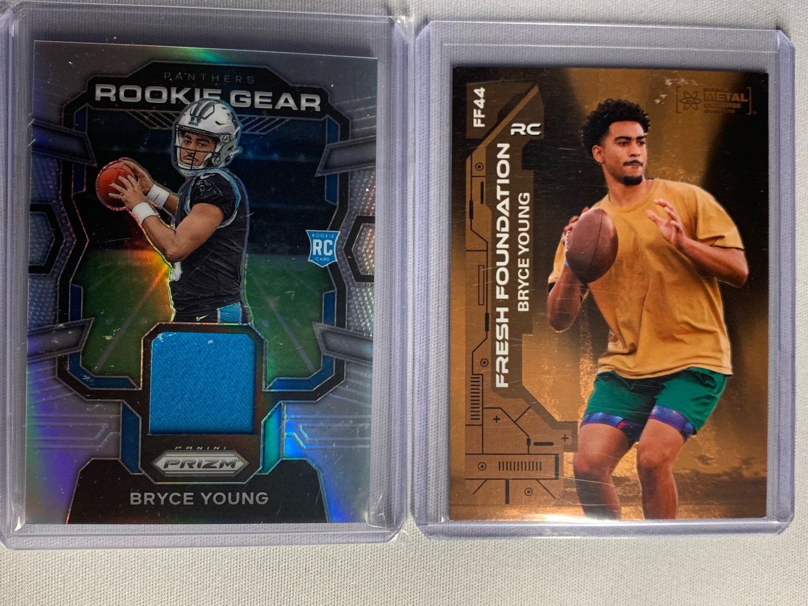 Lot of 2 Bryce Young 2023 Panini Fresh Foundation FF44 /25 + Prizm RG-BY RC Gear
