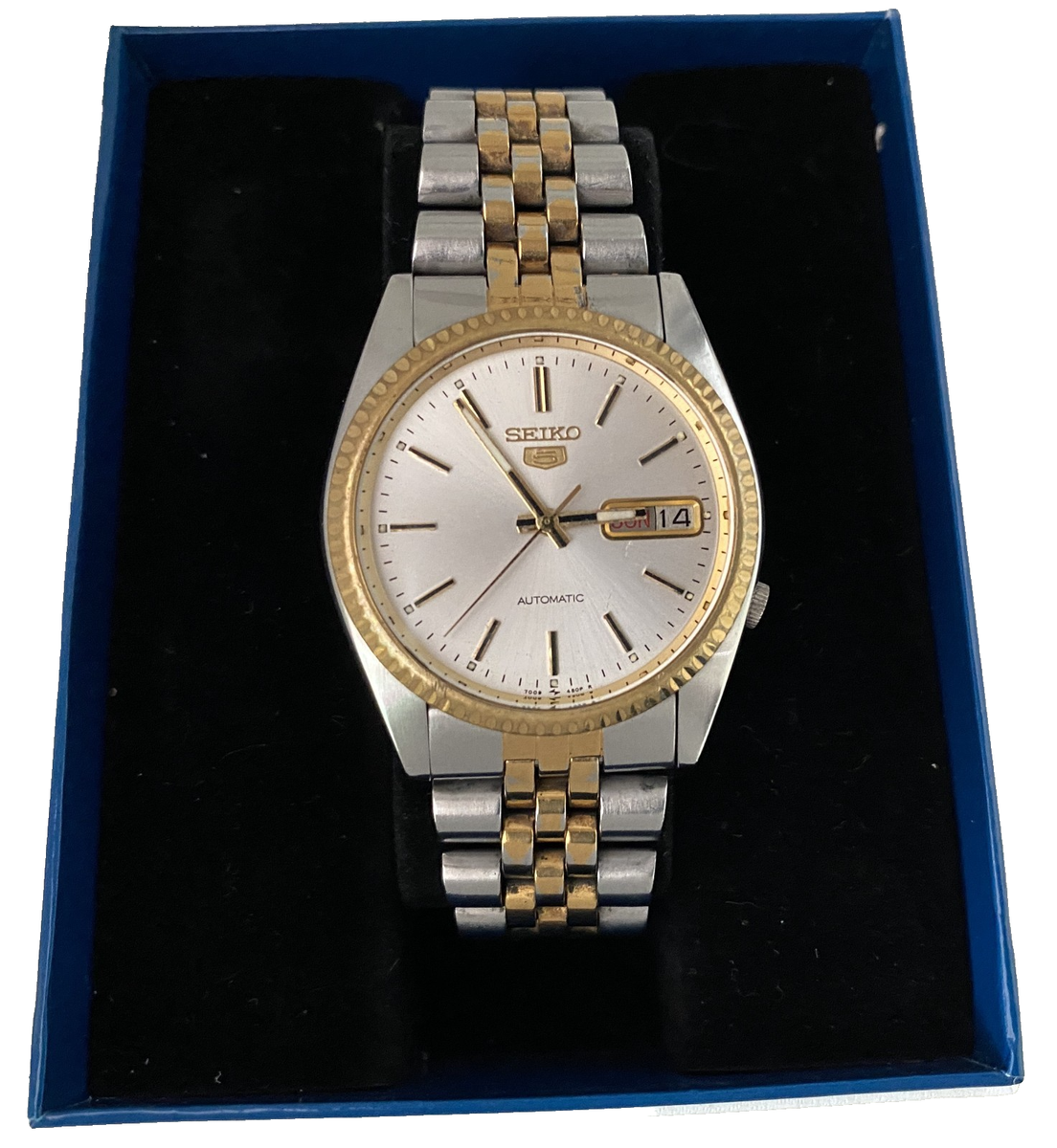 seiko 5 snxj90 datejust dress gold silver Seiko SNXJ90 SNXJ90k1 Automatic Men's Watch Vintage New Glass for $633 for sale from a Trusted Seller on Chrono24