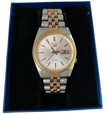 seiko 5 snxj90 datejust dress gold silver Seiko SNXS Datejust
