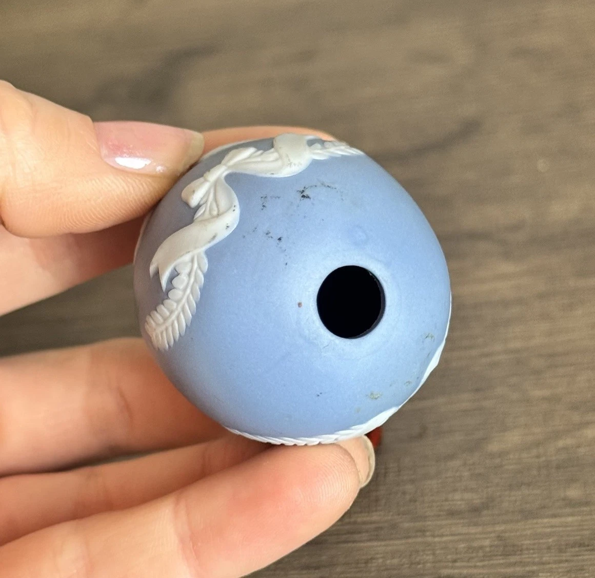 Franklin Mint Parian Style Miniature Egg - Wedgwood Blue Jasperware Style
