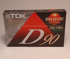 TDK D90 High Output Blank Audio Cassette Tape IECI/Type I New Sealed