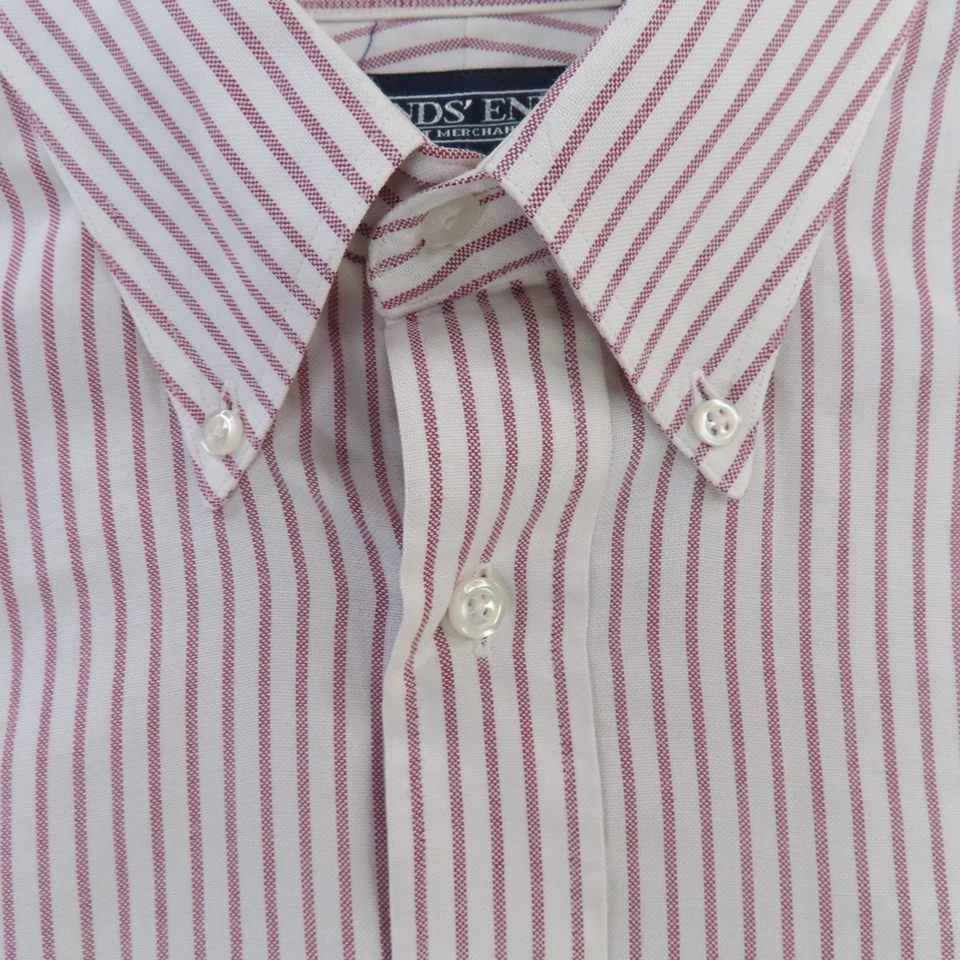Lands End Shirt Mens Large Tall LT Red White Long Sleeve Button Up 16 - Image 3 of 4