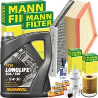 Mann Inspektionspaket+Mannol 5W30 Passend FüR VW Polo 9N Skoda Fabia 6Y Ibiza 3
