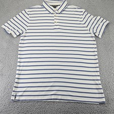 Brooks Brothers Shirt Mens Large Cream Striped Orginal Fit Golf Polo Preppy