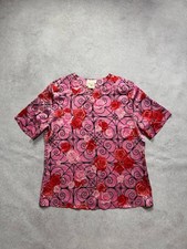 Vintage Escada Margaretha Ley 100 Silk Floral Rose Print Blouse Top EU 42 L