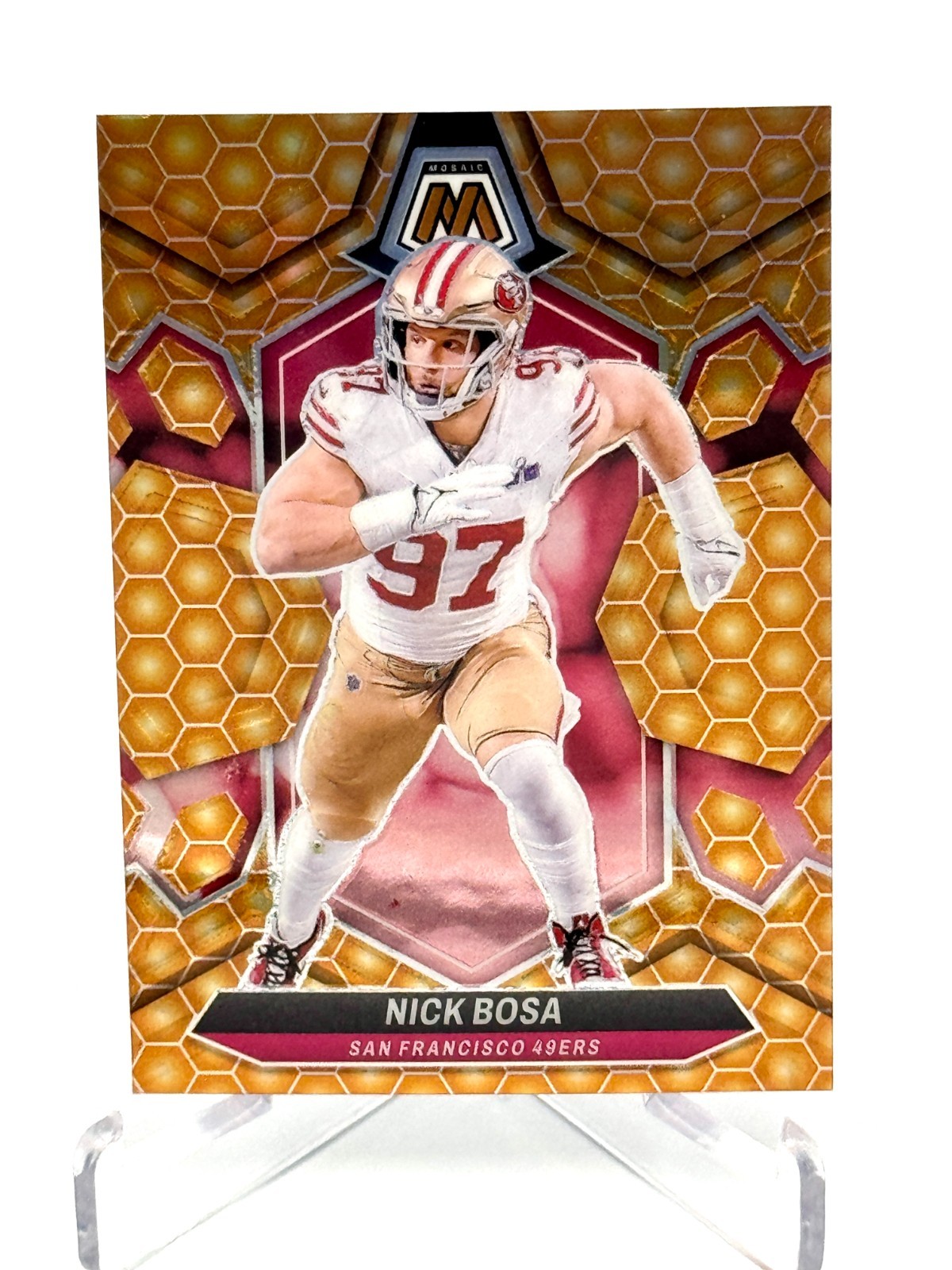 2024 Panini Mosaic Nick Bosa Honeycomb Prizm #195 Francisco 49ers SP Case Hit