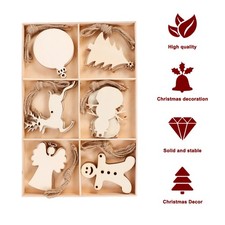 30pcs Christmas Wooden Slices Chips Shaped Embellishments Hanging Decorations