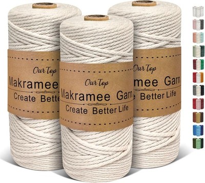 Premium Makramee Garn 3er Set, 3mm x 100m Macrame Cord Makramee Schnur Makramee