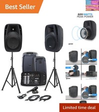 600W Bluetooth PA System Gemini Portable with Stands