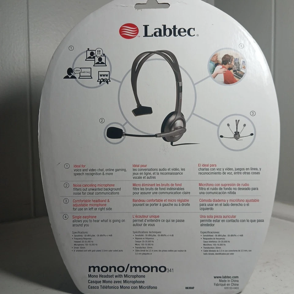 NEW ~ Labtec PC Headset with Microphone Stereo 332 ~ Voice & Video Chat ~ Gaming - Image 4 of 4