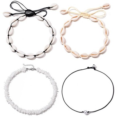 Weiße Puka Muschel Hawaii Kaurimuschel Perle Strand Halsband Handarbeit verstellbar Su