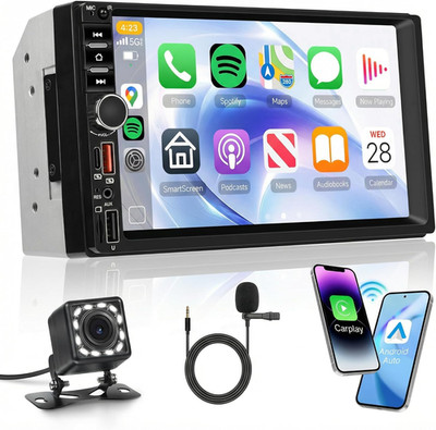 Wireless Carplay Android Auto Double Din Car Radio Stereo, 7 Inch IPS Touchscree