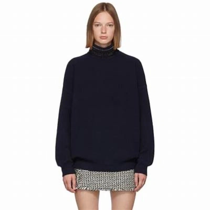 Suéter Alexander Wang Azul Marino Cuello Cristal Lana Cuello Alto Talla L Foto 2 de 4