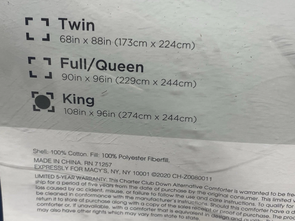 Charter Club Continuous Comfort Full / Queen Down Alternative Comforter White - Image 3 of 4