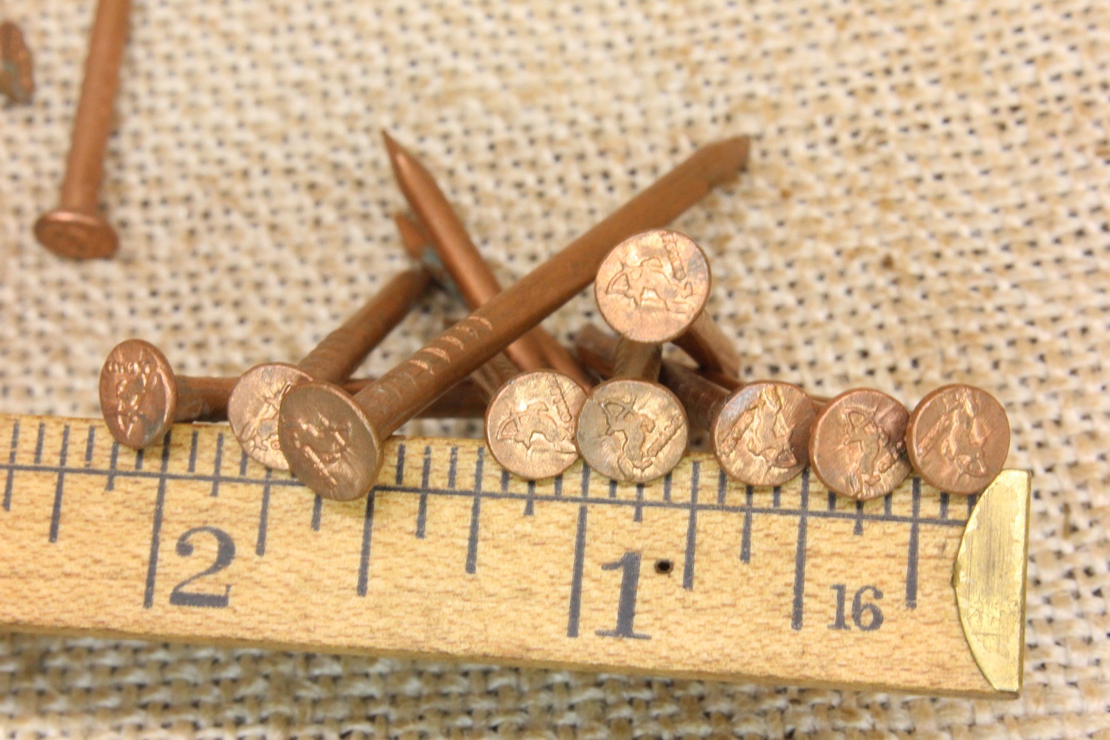 Old Copper Nail Raised Centaur Sagittarius with Bow Vintage CHASE Flat Head 