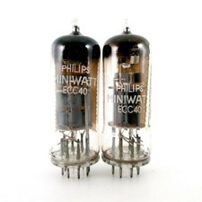 2 X ECC40 PHILIPS-MINIWATT. SOLID GETTER. 50er Jahre PROD. DP LCR. MATCHED PA...