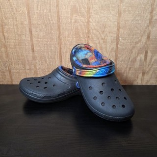 Crocs slip on uomo/donna nero foderato in pelliccia sintetica con cravatta tinta unita taglia 8M/10W unisex