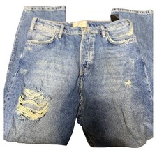 Free People We The Free Distressed High-Rise Button Fly Jeans, Size 27, Women's