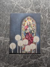 Christmas Card Vintage Norcross Religious Jesus Good Shepherd Stained Glass 1950