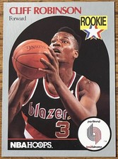 Cliff Robinson 1990-91 NBA Hoops Rookie Card #250 Trailblazers NBA RC Free Ship. rookie card picture