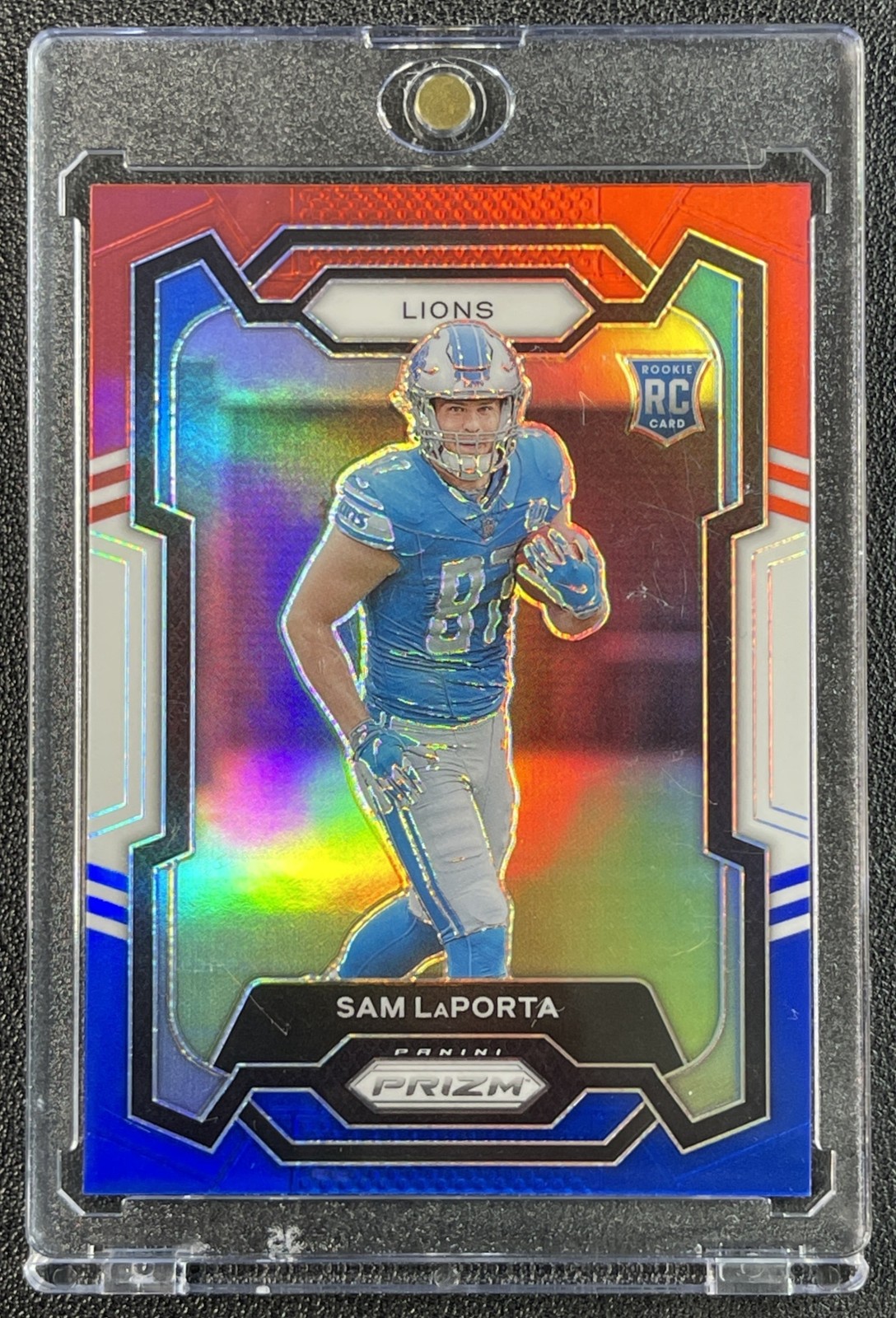 SAM LAPORTA 2023 PANINI PRIZM #332 ROOKIE RED WHITE AND BLUE RC LIONS