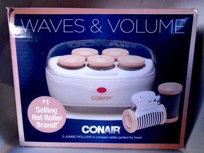 Conair Waves & Volume Hair Setter -5 Jumbo Rollers 1.5'' with Clips & Gentle Heat