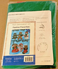 Felt Christmas Ornaments 6 Kit - Tree, Cat, Snowman, Angel, Santa 