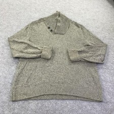Eddie Bauer Sweater Mens 2XLT Beige Collared Knit Button Pullover Long Sleeve