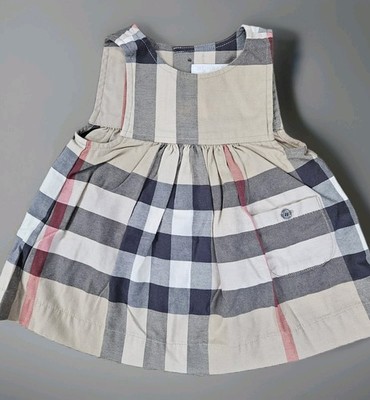 Burberry Nova Check Baby Girls Dress 6 Months 6M Kids Toddler 100% Cotton